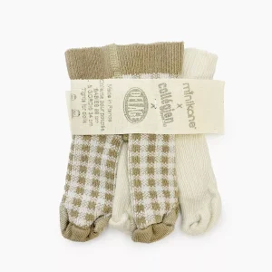 Minikane X Delage – Lot de 2 collants doux agneau/taupe carreaux