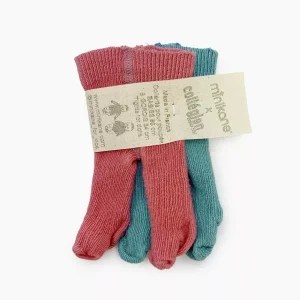 Babies – Lot de 2 collants rose litchi/lagon