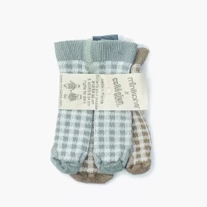 Lot de 2 collants aigue marine carreaux/taupe carreaux