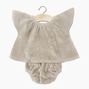 Gordis – Ensemble top Mazarine et culotte en velours gris perle, Minikane