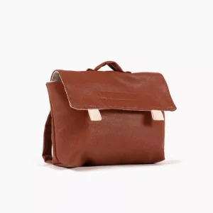 Cartable vintage Swan pour poupée en simili cuir marron