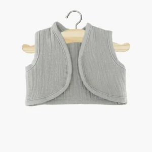 Gilet sans manches Tao en gaze de coton gris souris