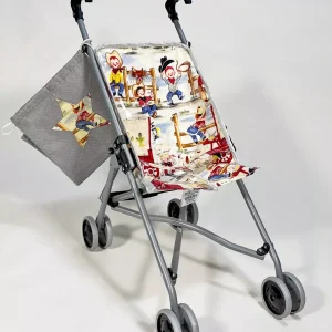 *Poussette poupée avec assise en coton enduit Ranch et son sac