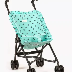 Poussette poupée à volants Capucine vert menthe sur châssis noir