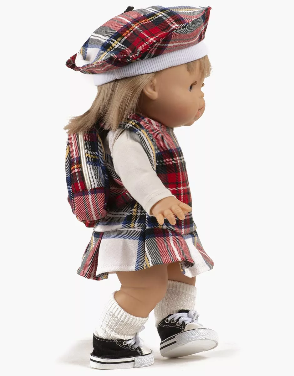Sac à dos Théo pour poupée à carreaux Tartan écru – Image 2