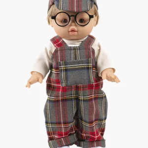 Ensemble Harry avec salopette à carreaux Tartan gris