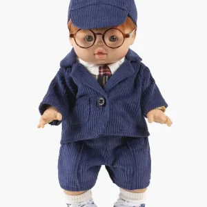 Veste d&rsquo;écolier en velours bleu foncé