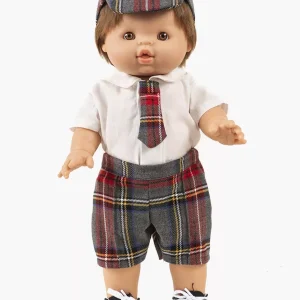 Ensemble William avec cravate et pantalon à carreaux Tartan gris