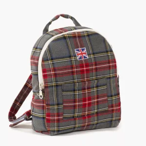 Sac à dos Théo pour enfant à carreaux Tartan gris