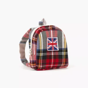 Sac à dos Théo pour poupée à carreaux Tartan écru