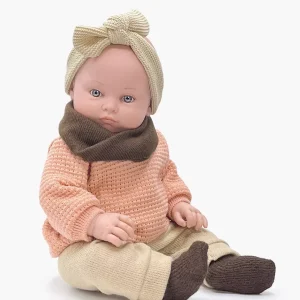 Yaëlle, poupée Bambinis 47cm habillée de ses habits d&rsquo;hiver avec pull en maille rose