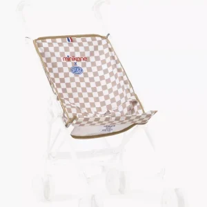 Assise poussette de remplacement Minikane en coton enduit damier beige et blanc