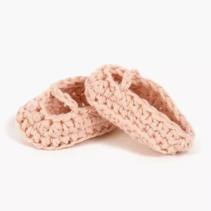 Chaussons ballerines en crochet rose nude faits main