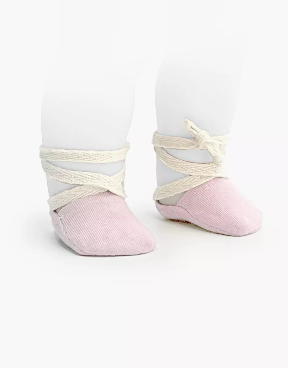 Chaussons de danse à lacets en jersey rose pâle