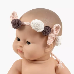 Couronne de fleurs en crochet rose faite main