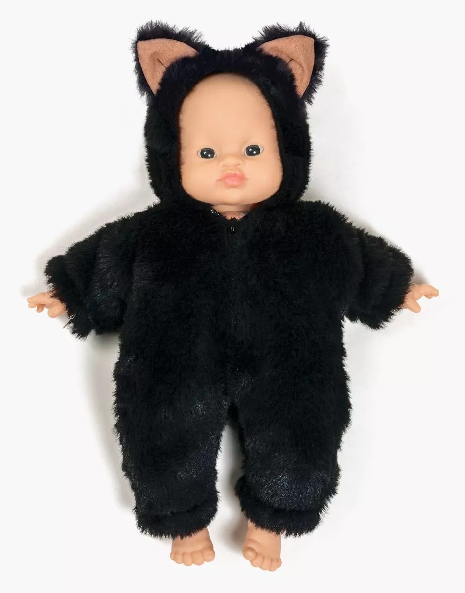 Babies – Combinaison Halloween P’tit chat en fausse fourrure Rabbit noir – Image 2