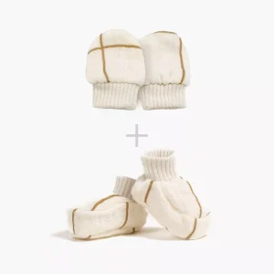 Babies – Moufles et chaussons en gaze de coton carreaux Aldo