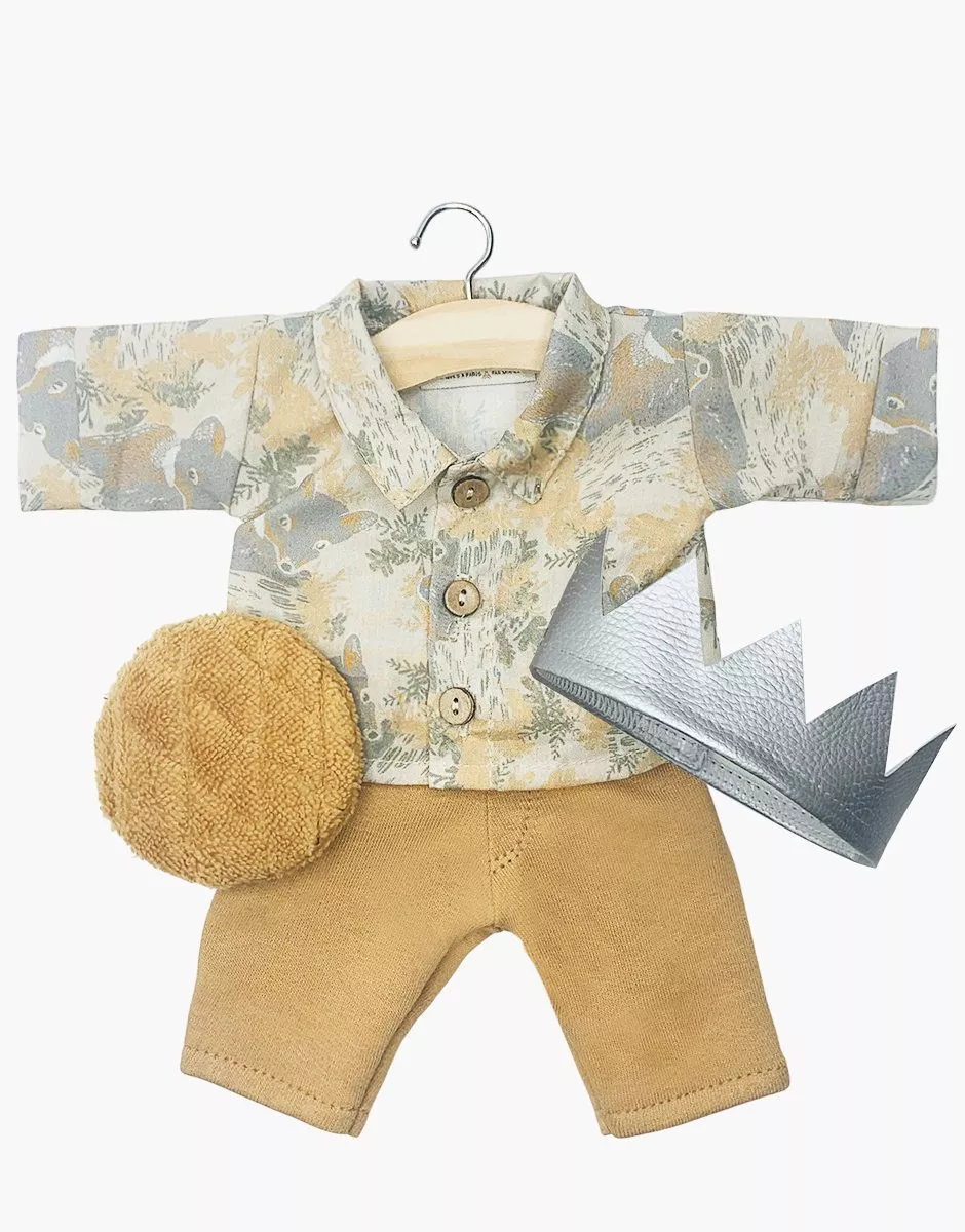 Ensemble 2 pièces « Épiphanie » pour garçon avec doudou galette des rois et couronne
