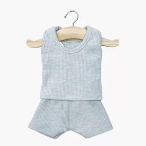 Dessous garçon Marcel en bord côte bleu chiné