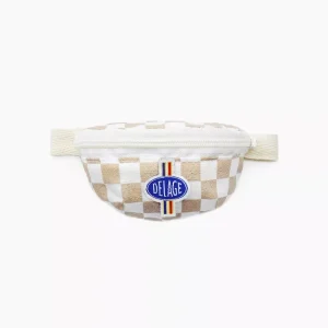 Minikane X Delage – Sac banane poupée en damier beige/blanc