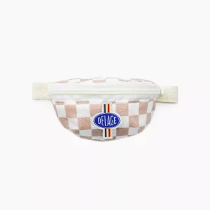 Minikane X Delage – Sac banane poupée en damier rose/blanc