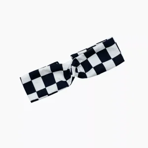 Headband croisée Andrée à damier noir et blanc