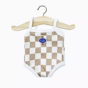 Maillot de bain RACING en jersey damier beige et blanc