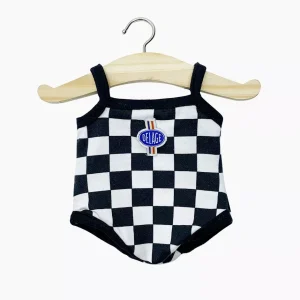 Maillot de bain RACING en jersey damier noir et blanc