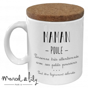 Mug avec son couvercle en liège « Maman poule »