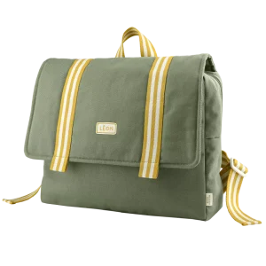 Le cartable maternelle vert rayé jaune – Petit Picotin