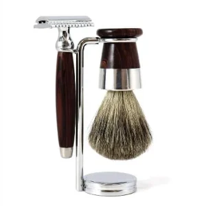 Set Rasoir Bois De Violette+Serviteur+Blaireau