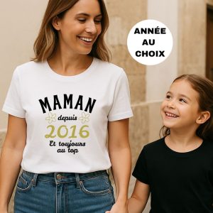 T-shirt personnalisé Maman depuis [année] – Un cadeau pour les mères qui fait mouche