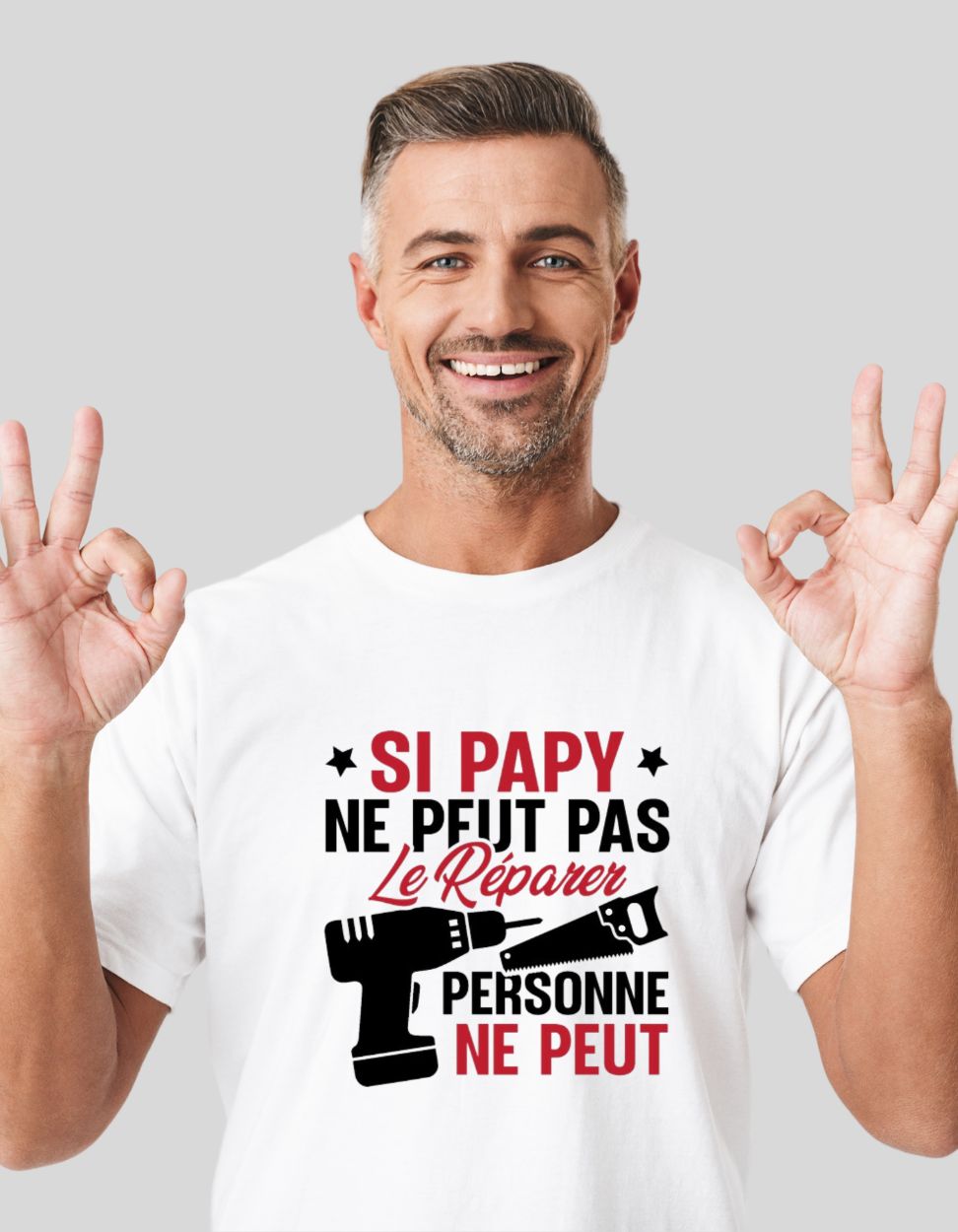 T-shirt “Si Papy ne peut pas le réparer, personne ne peut” – Cadeau papy bricoleur