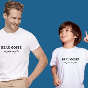 T-shirt personnalisé duo BEAU GOSSE de père en fils