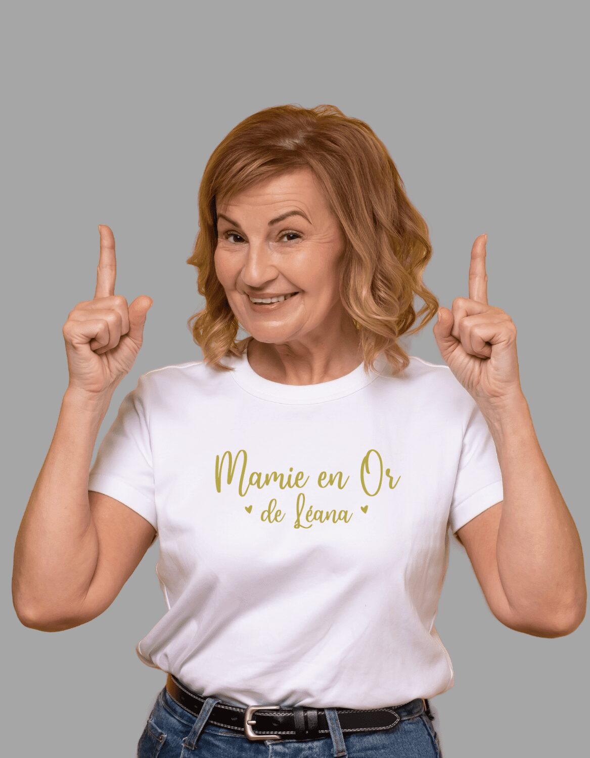 T-shirt mamie en Or + prénom petit enfant