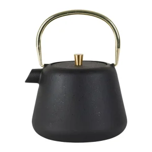 Théière anse dorée filtre Arty Noir Doré 1L – Yliades