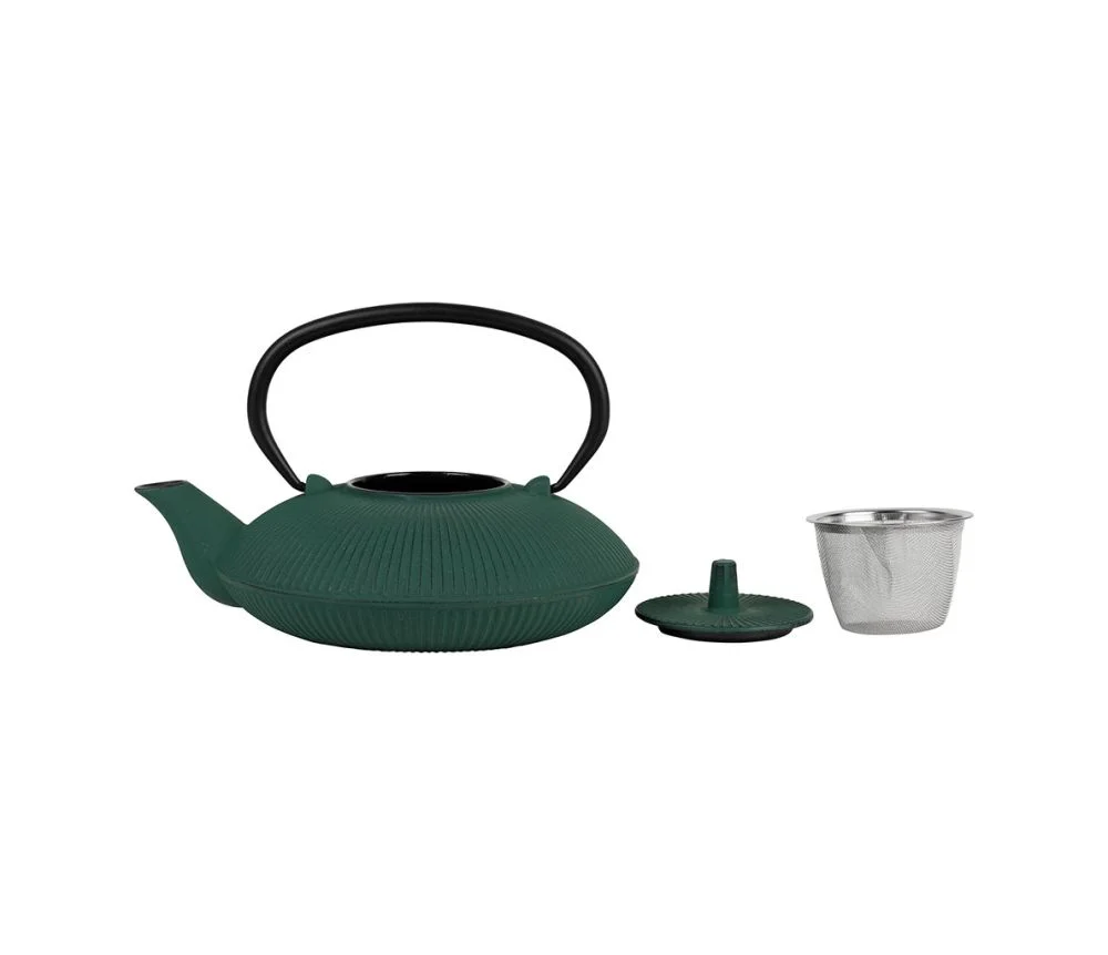 Théière Plate avec Filtre Brin Vert 70 cl en fonte et inox, Yliades – Image 2