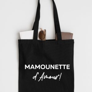 Tote bag sac personnalisé noir et doré – Mamounette d&rsquo;amour