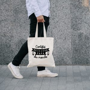 Tote bag homme – Certifié meilleur papa du monde