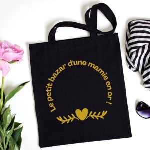 Tote bag sac personnalisé – Petit bazar d&rsquo;une mamie en or
