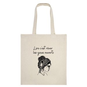 Tote bag sac personnalisé – Lire c&rsquo;est rêver les yeux ouverts